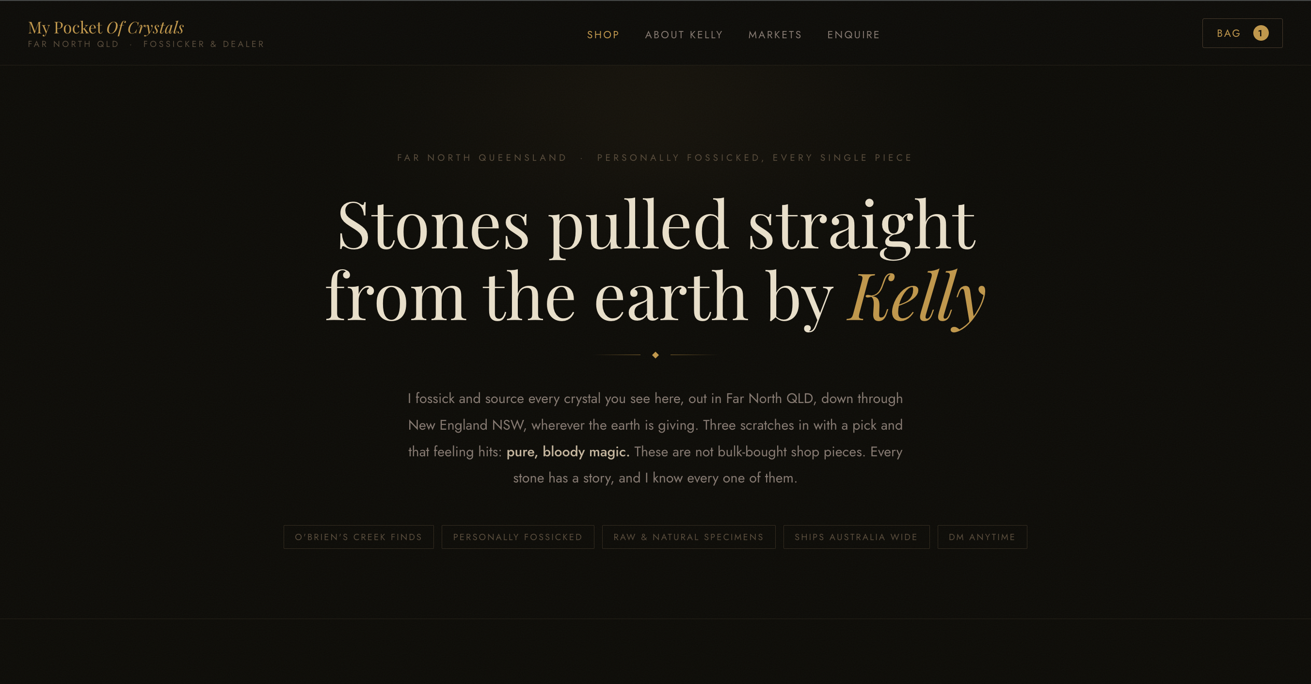 My Pocket of Crystals website screenshot